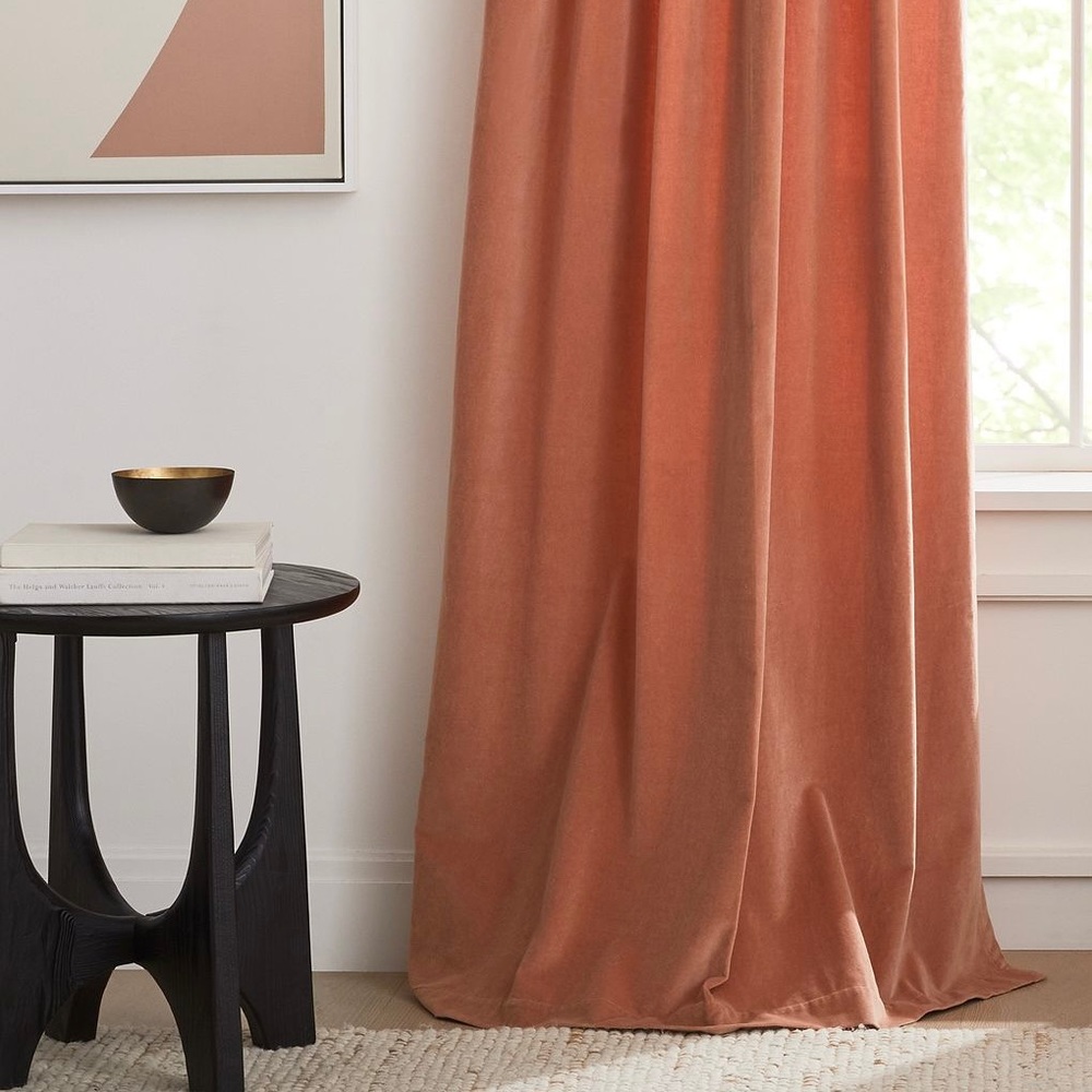 West Elm Cotton Velvet Curtain ONE PANEL- Terracotta